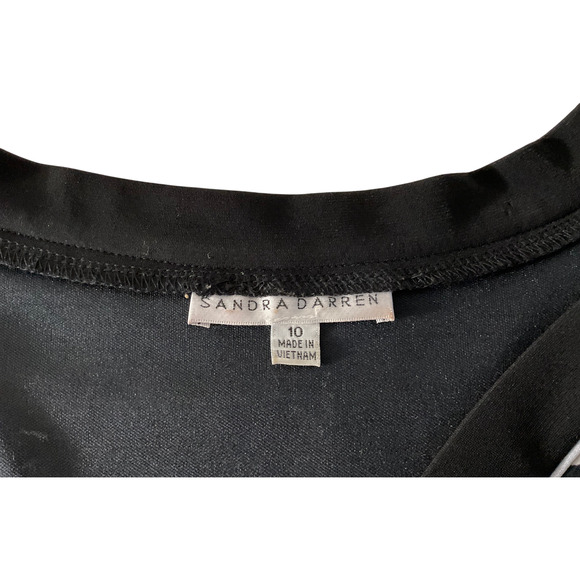 Sandra Darren Women's Dress Size 10 Black White Polka Dot Wrap Style Cap Sleeve - Picture 8 of 9